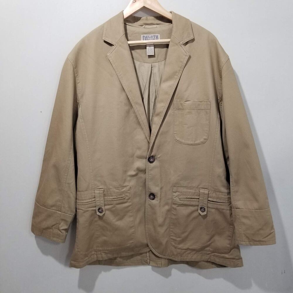 Duluth Trading Blazer Mens XL Tan Cotton Canvas Utility Travel Work Jacket Chore